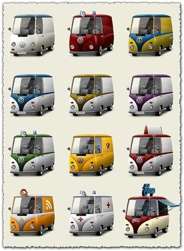 Vintage vehicles transparent icons
