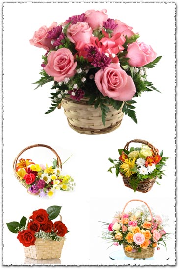 Basket with flowers high res images