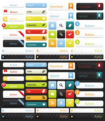 Site elements and web design buttons vectors