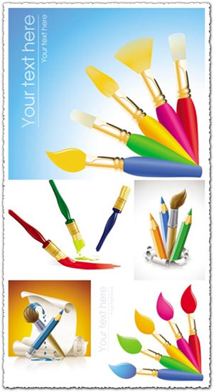 Brushes and creyons vectors design