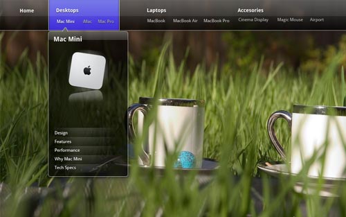 CSS dropdown menu with PSD preview