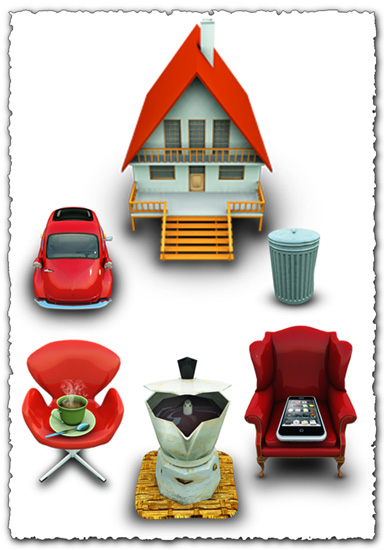 Family objects as transparent png icons