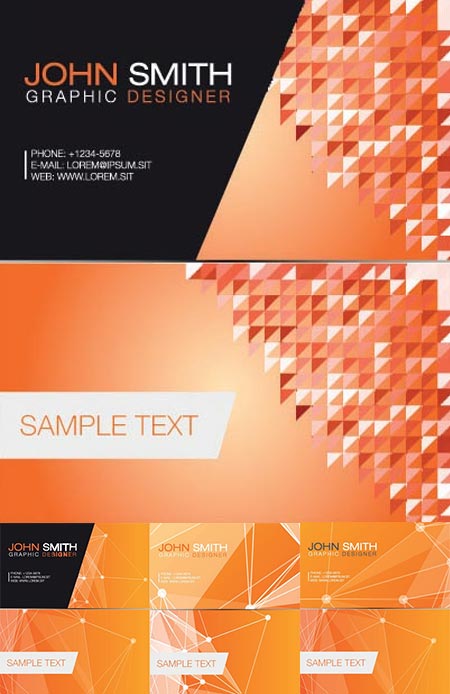Geometric business cards with abstract elements