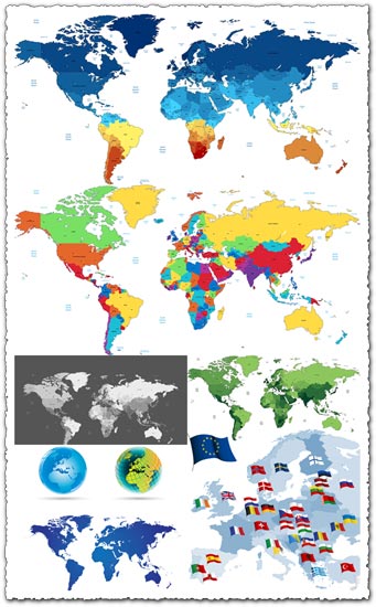 World and european vector maps