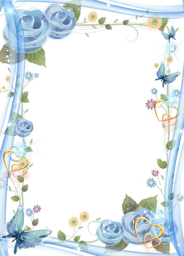 Floral photo frame with hearts and butterflies