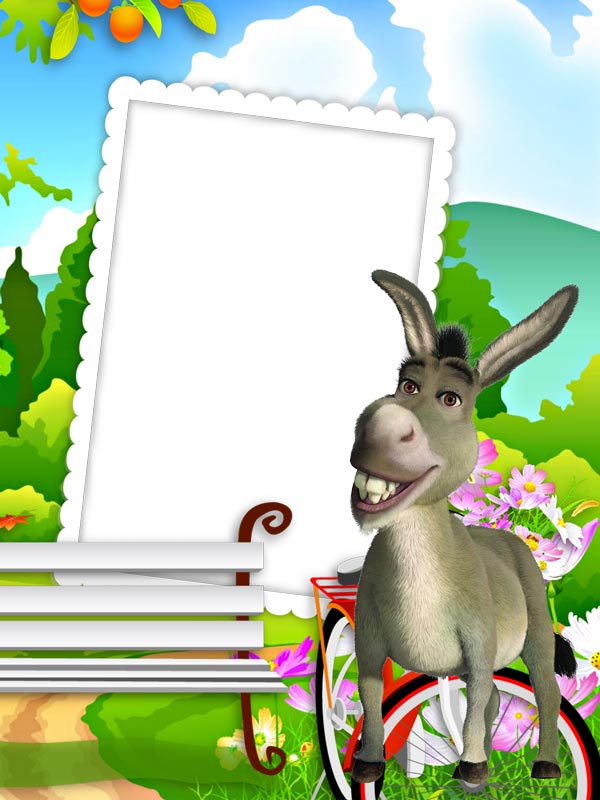 Donkey from Shrek png photo frame for kids