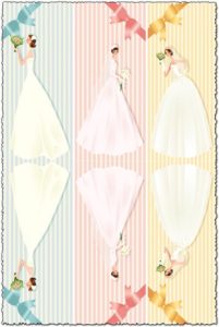 Wedding bride card with colored vector bows