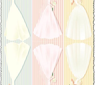 Wedding bride card with colored vector bows