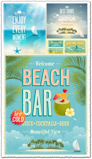 Travel vintage posters vector