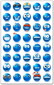 Emoji vectors with blue design