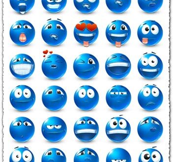 Emoji vectors with blue design