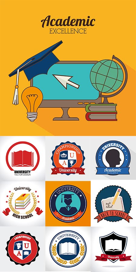 Education school logo vector badges