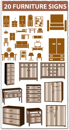 20 furniture vectors collection