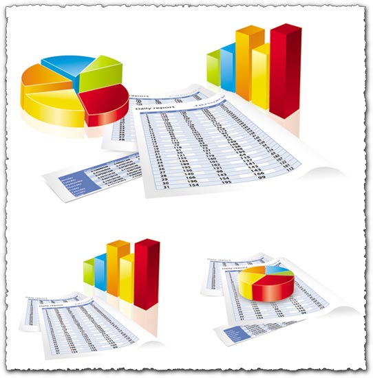 3 business charts vector templates