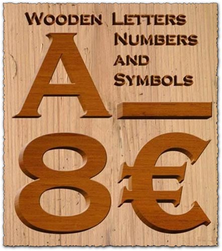 Wooden letters numbers and symbols