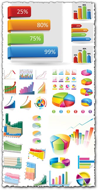 3D business charts and pies vectors