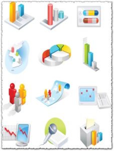 3D technology charts icon vector