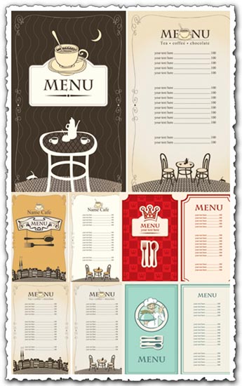 5 restaurant menu in vectorial format
