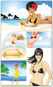 Hot beach girls vectors