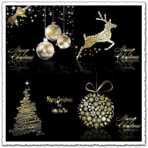 Gold Christmas vector elements