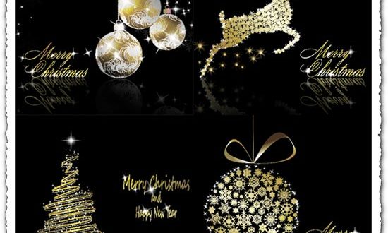 Gold Christmas vector elements