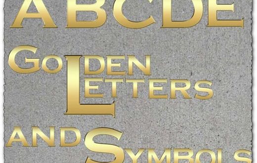 Golden letters numbers and symbols