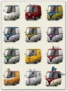 Retro vehicles png icons