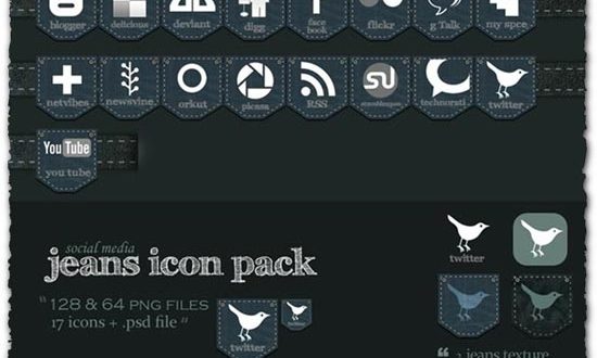 Jeans social media icons style