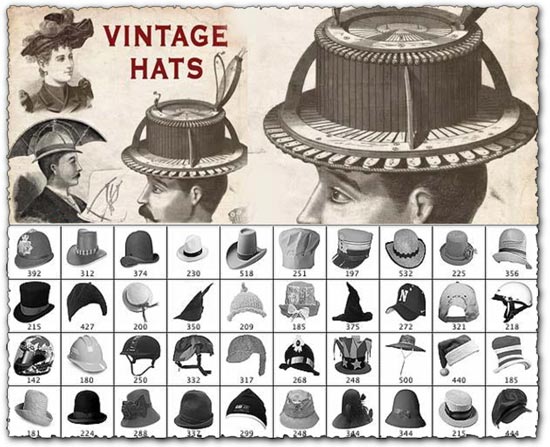 Photoshop vintage hats brushes