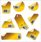 Yellow stickers vectors with bar codes