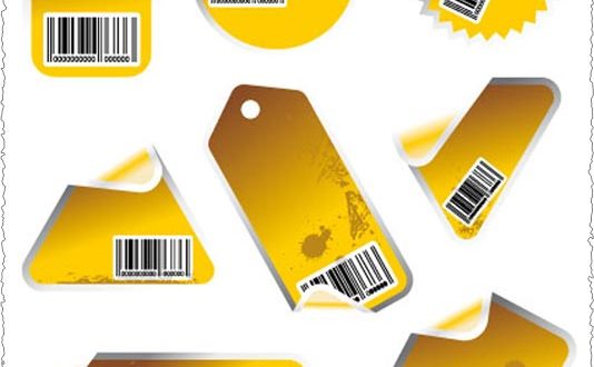 Yellow stickers vectors with bar codes