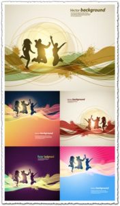 Abstract backgrounds with silhouettes vector