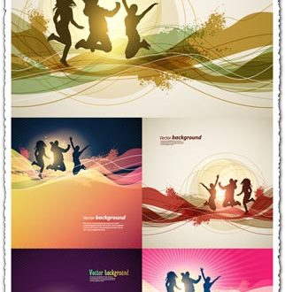 Abstract backgrounds with silhouettes vector