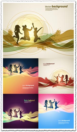 Abstract backgrounds with silhouettes vector