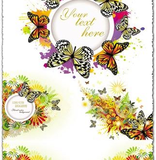 Abstract spring with butterflies textures