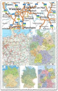 Administrative, physical and relief map of Germany