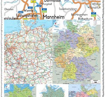 Administrative, physical and relief map of Germany