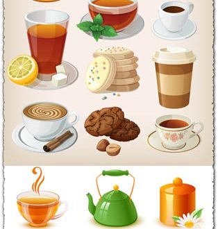 Afternoon tea tabiets vector