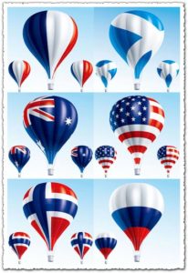 Air ballons filled with flags vectors