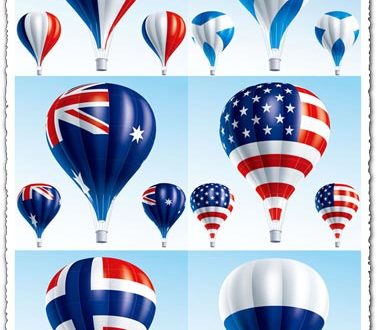 Air ballons filled with flags vectors