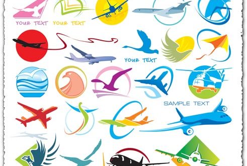 Airlines logo and icons vectors