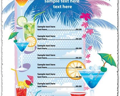 Alcoholic drinks menu vector template