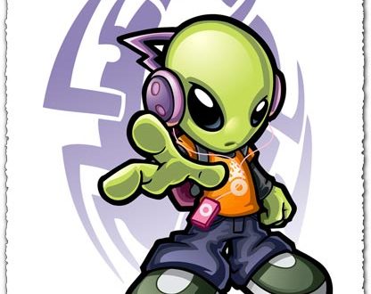 Alien listening music vector