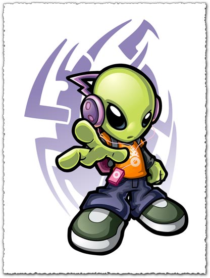 Alien listening music vector