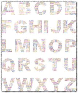 Alphabet letters collage vectors