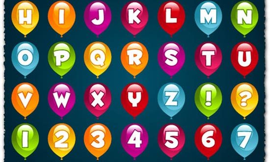 Alphabet letters in colored balloons vectors