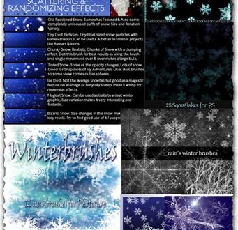 Photoshop winter snowflakes brushes