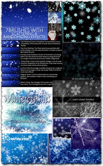 Photoshop winter snowflakes brushes