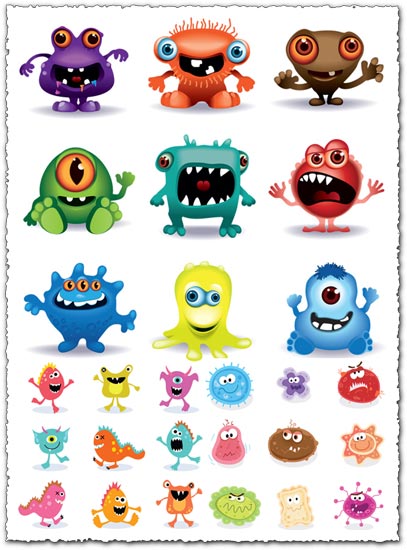 Angry monsters vector avatars