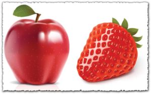 Vector fruits – apple and strawberry